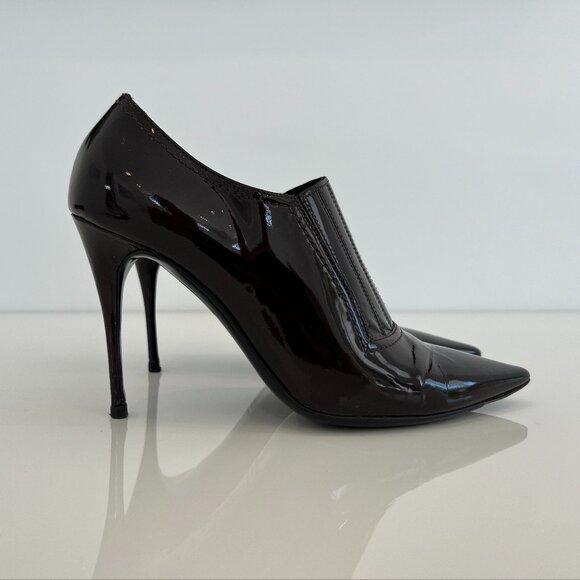 VALENTINO GARAVANI BROWN PATENT LEATHER ANKLE BOOTS SIZE IT 38 / US 8 - Picture 4 of 15